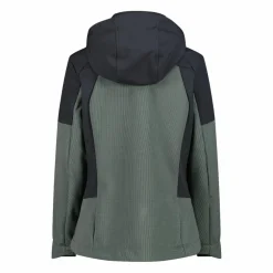 Giacca Softshell da Donna con Cappuccio e Motivo Grid-Jacquard Bicolor