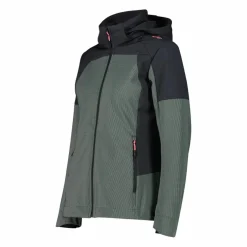 Giacca Softshell da Donna con Cappuccio e Motivo Grid-Jacquard Bicolor