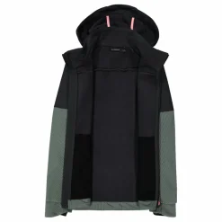 Giacca Softshell da Donna con Cappuccio e Motivo Grid-Jacquard Bicolor
