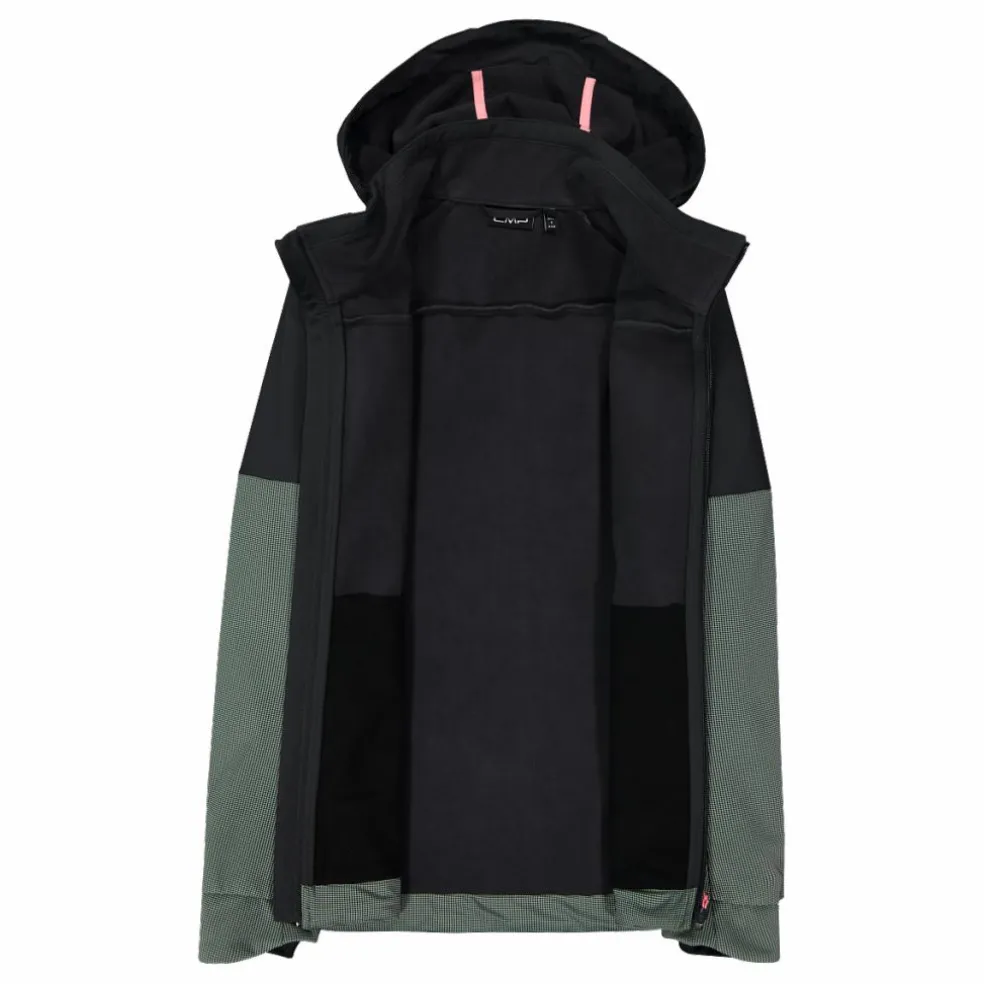 Giacca Softshell da Donna con Cappuccio e Motivo Grid-Jacquard Bicolor