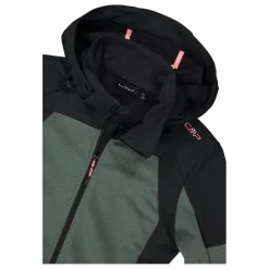Giacca Softshell da Donna con Cappuccio e Motivo Grid-Jacquard Bicolor