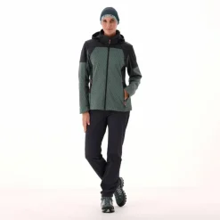 Giacca Softshell da Donna con Cappuccio e Motivo Grid-Jacquard Bicolor
