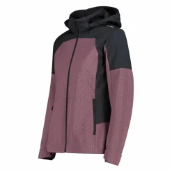 Giacca Softshell da Donna con Cappuccio e Motivo Grid-Jacquard Bicolor