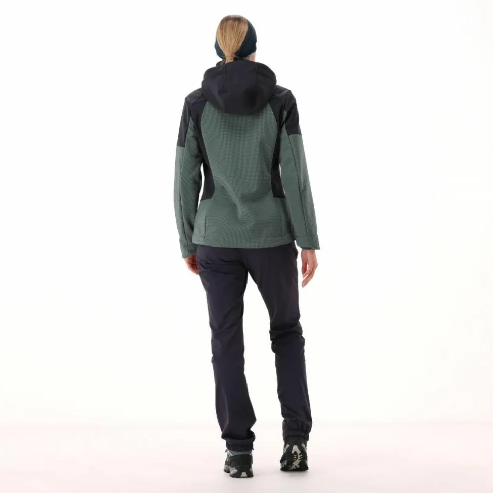 Giacca Softshell da Donna con Cappuccio e Motivo Grid-Jacquard Bicolor