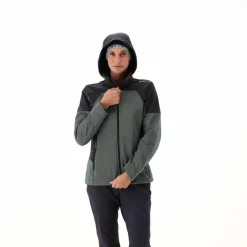 Giacca Softshell da Donna con Cappuccio e Motivo Grid-Jacquard Bicolor