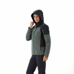Giacca Softshell da Donna con Cappuccio e Motivo Grid-Jacquard Bicolor