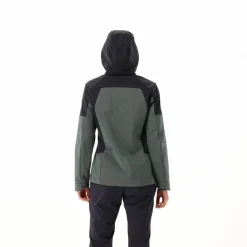 Giacca Softshell da Donna con Cappuccio e Motivo Grid-Jacquard Bicolor