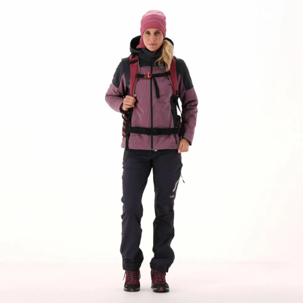 Giacca Softshell da Donna con Cappuccio e Motivo Grid-Jacquard Bicolor
