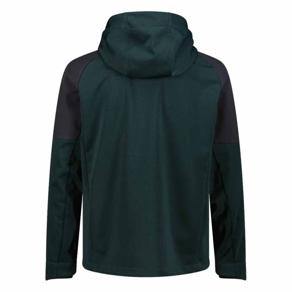 Giacca Softshell da Uomo con Cappuccio e Motivo Grid-Jacquard Bicolor