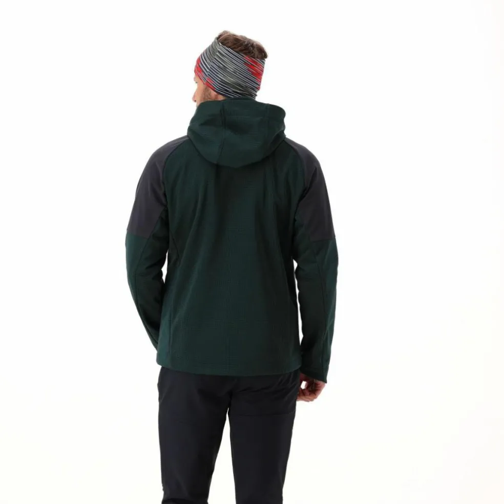 Giacca Softshell da Uomo con Cappuccio e Motivo Grid-Jacquard Bicolor