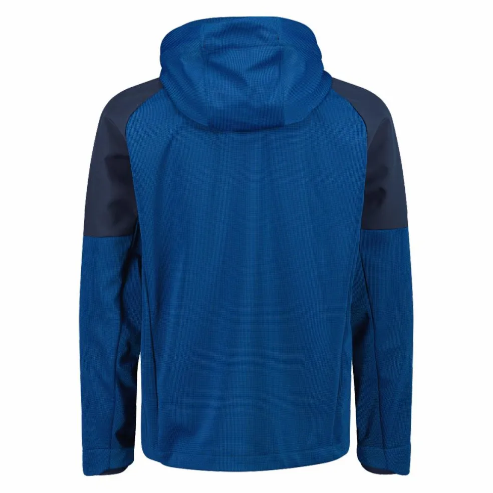 Giacca Softshell da Uomo con Cappuccio e Motivo Grid-Jacquard Bicolor