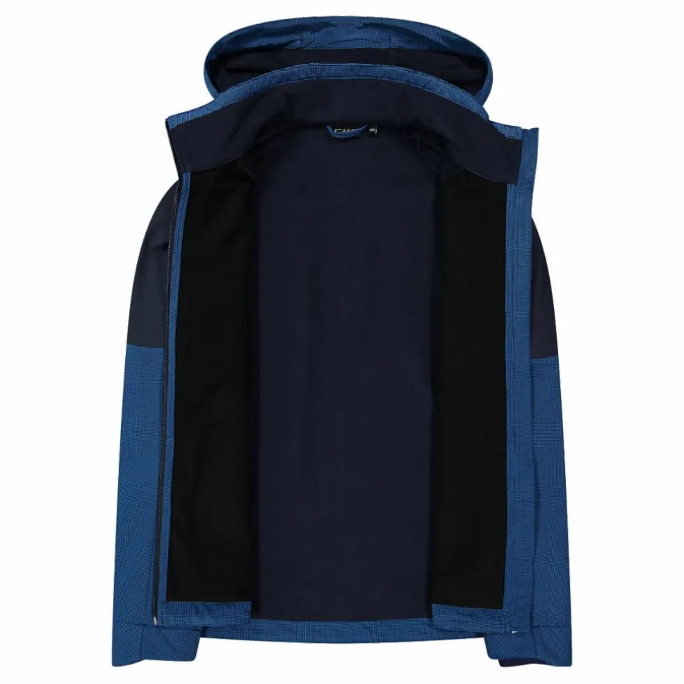 Giacca Softshell da Uomo con Cappuccio e Motivo Grid-Jacquard Bicolor
