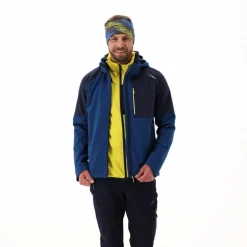 Giacca Softshell da Uomo con Cappuccio e Motivo Grid-Jacquard Bicolor