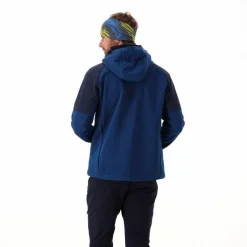 Giacca Softshell da Uomo con Cappuccio e Motivo Grid-Jacquard Bicolor