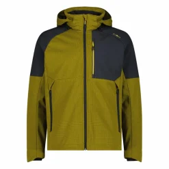 Giacca Softshell da Uomo con Cappuccio e Motivo Grid-Jacquard Bicolor