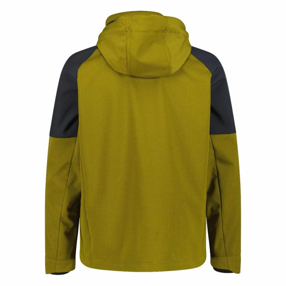Giacca Softshell da Uomo con Cappuccio e Motivo Grid-Jacquard Bicolor
