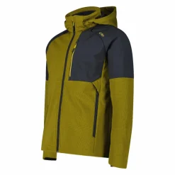 Giacca Softshell da Uomo con Cappuccio e Motivo Grid-Jacquard Bicolor