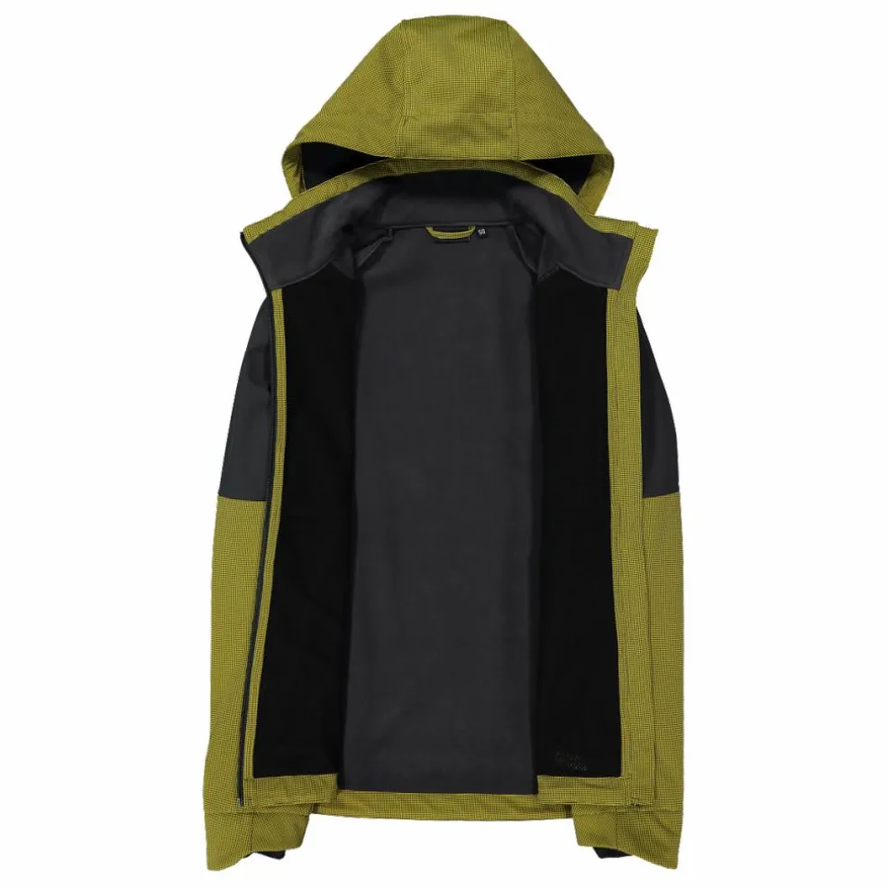 Giacca Softshell da Uomo con Cappuccio e Motivo Grid-Jacquard Bicolor