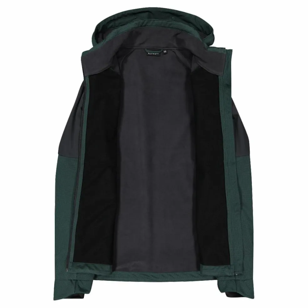 Giacca Softshell da Uomo con Cappuccio e Motivo Grid-Jacquard Bicolor