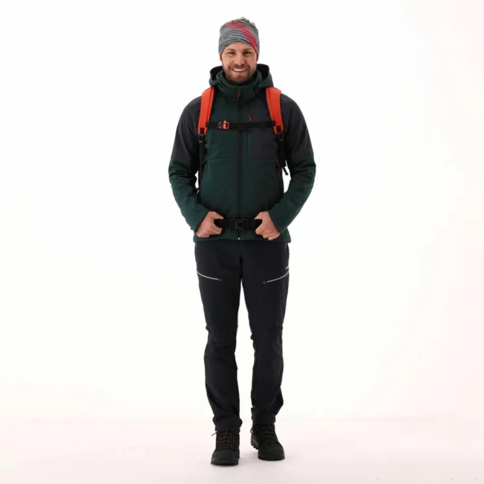 Giacca Softshell da Uomo con Cappuccio e Motivo Grid-Jacquard Bicolor