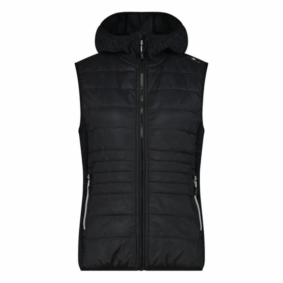 Gilet smanicato ibrido in pile knit tech da donna