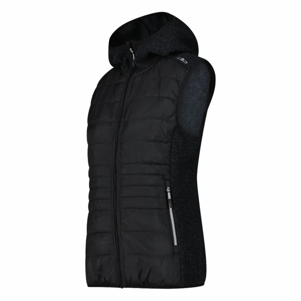 Gilet smanicato ibrido in pile knit tech da donna