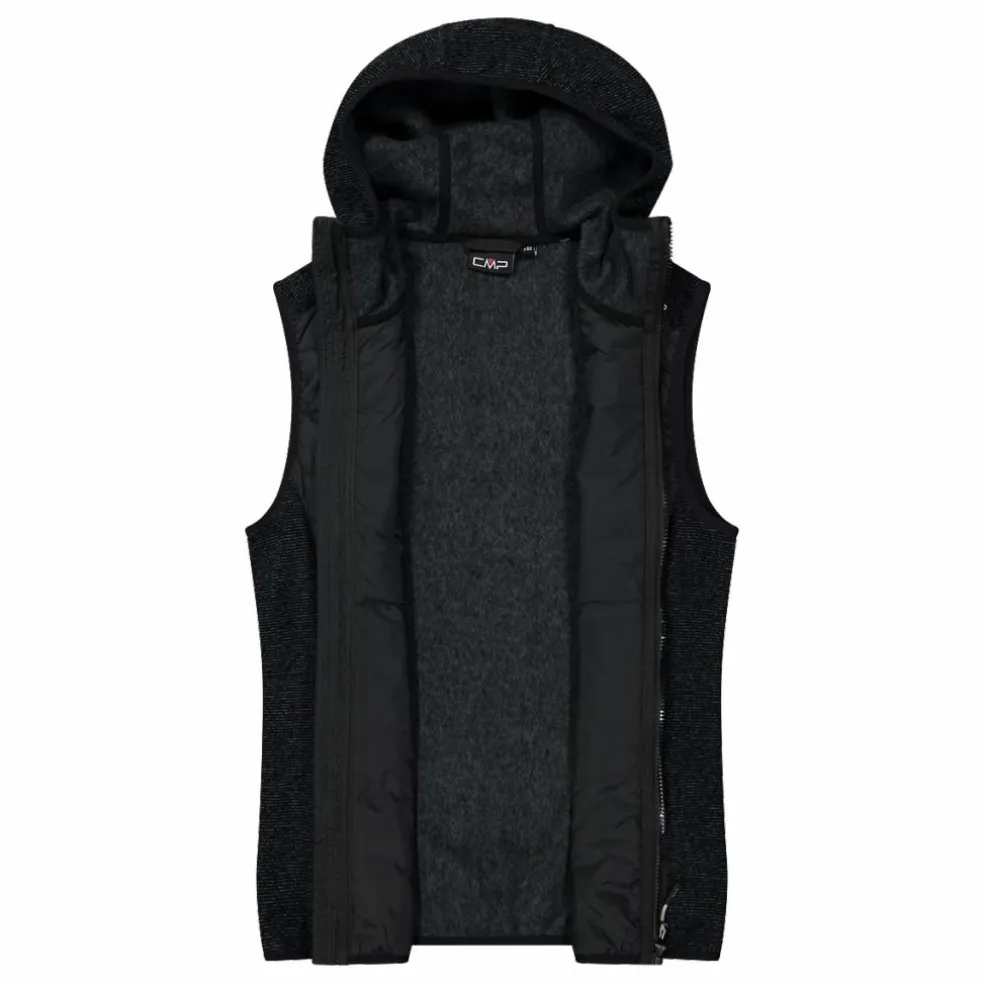 Gilet smanicato ibrido in pile knit tech da donna