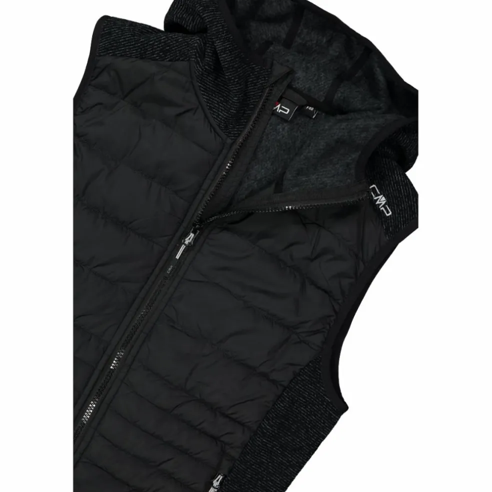 Gilet smanicato ibrido in pile knit tech da donna