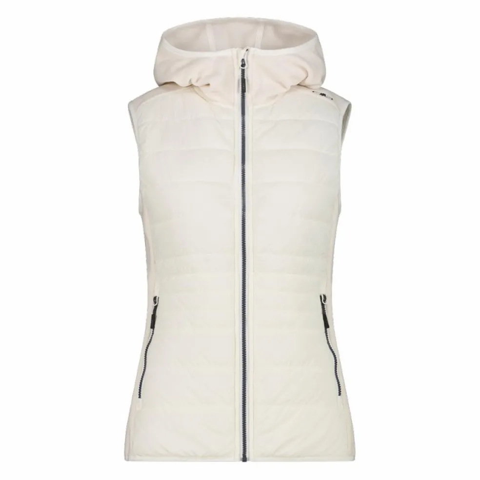 Gilet smanicato ibrido in pile knit tech da donna