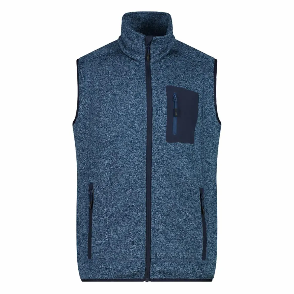 Gilet smanicato in pile da uomo in Knit-tech con tasca termoapplicata