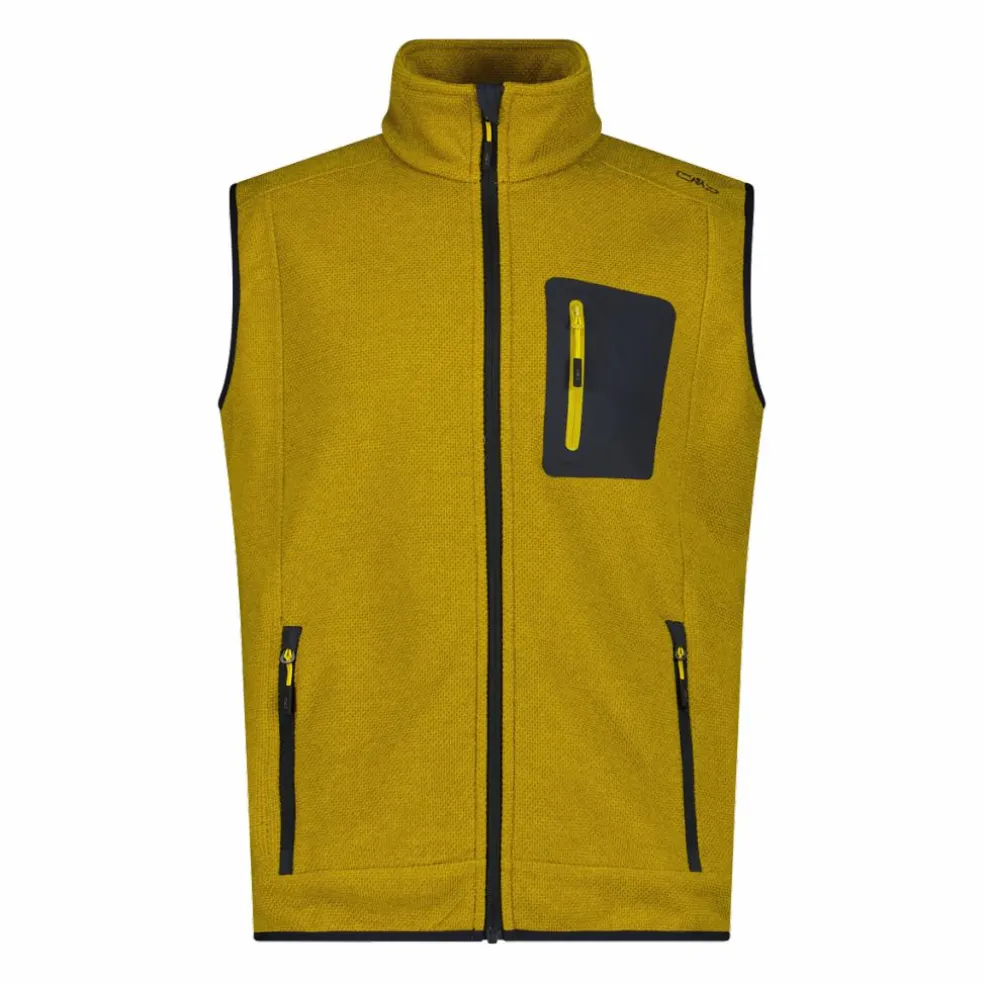 Gilet smanicato in pile da uomo in Knit-tech con tasca termoapplicata