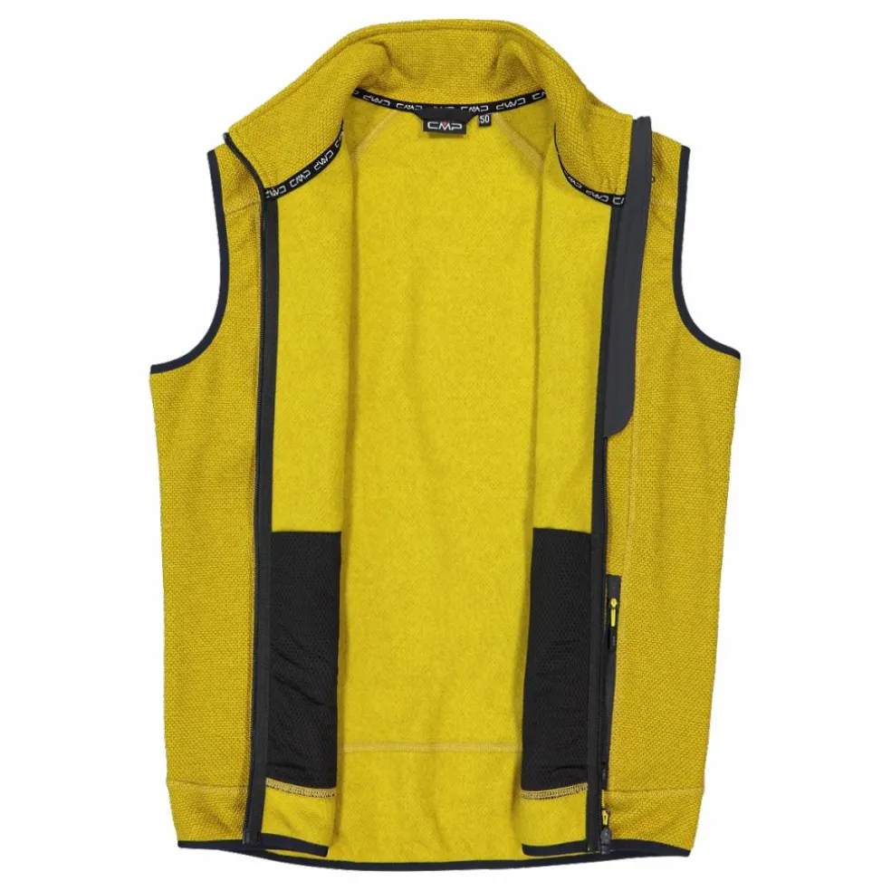 Gilet smanicato in pile da uomo in Knit-tech con tasca termoapplicata