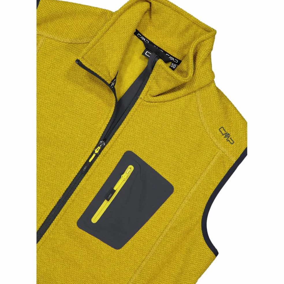 Gilet smanicato in pile da uomo in Knit-tech con tasca termoapplicata