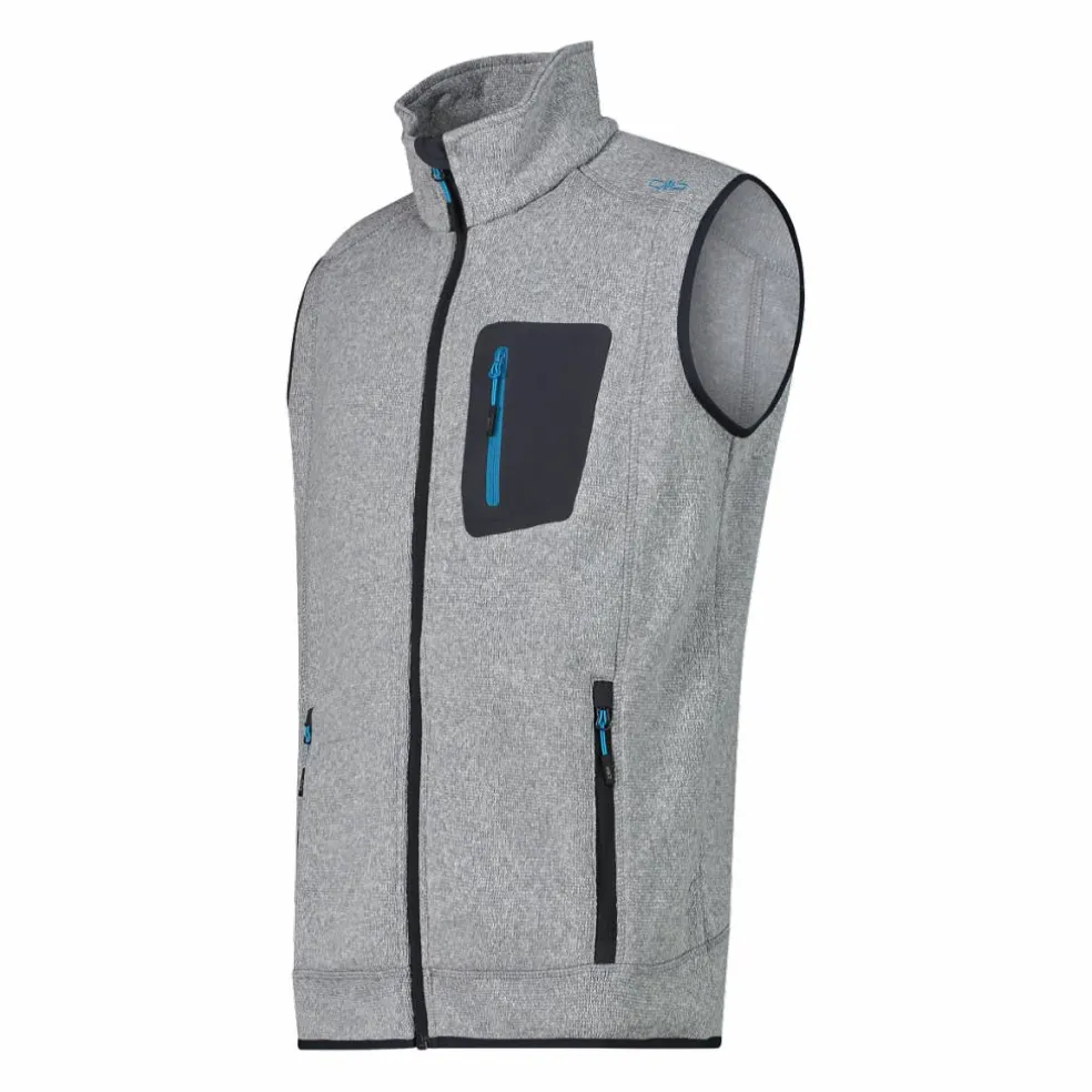 Gilet smanicato in pile da uomo in Knit-tech con tasca termoapplicata