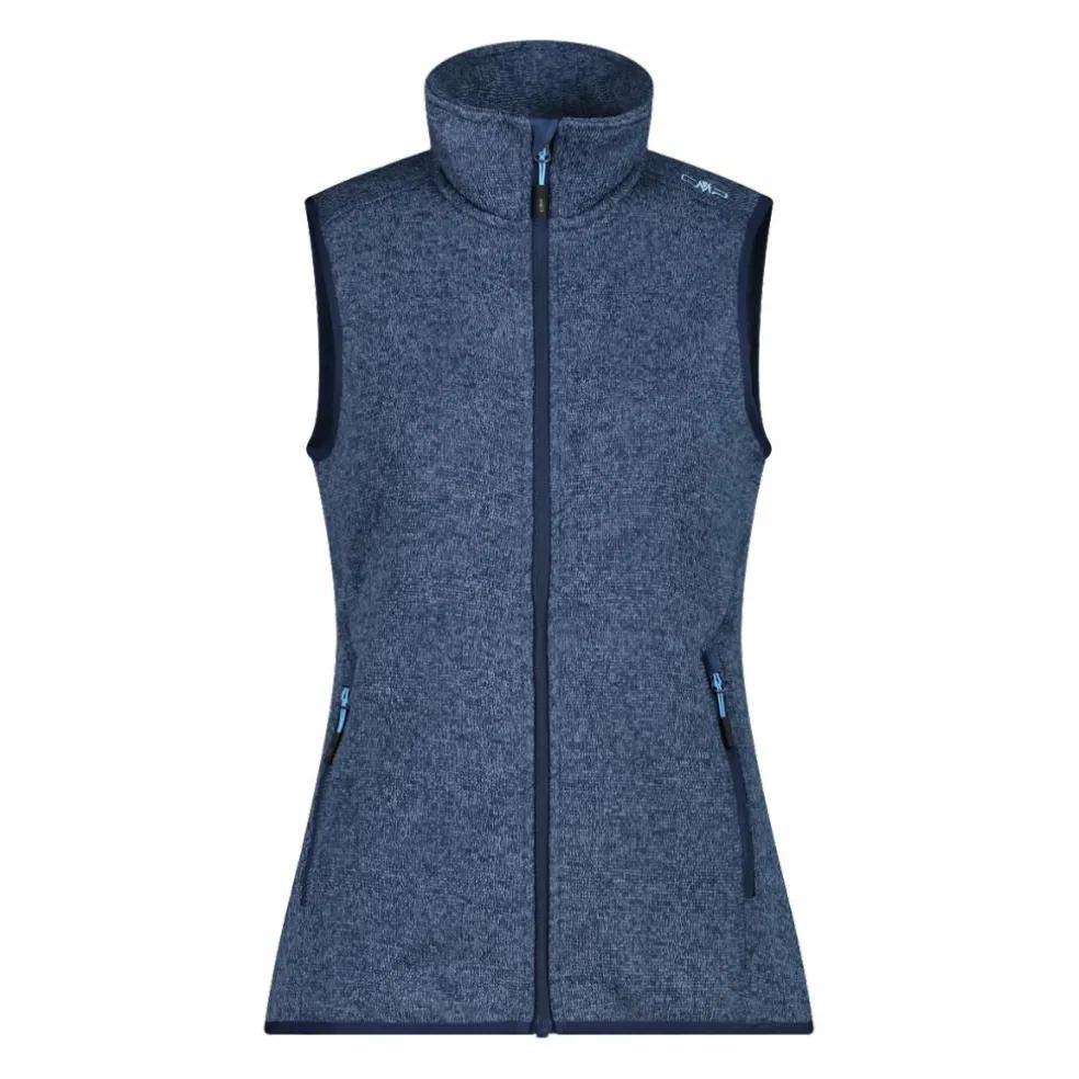 Gilet smanicato in pile da donna in knit-tech