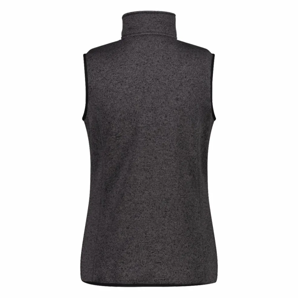 Gilet smanicato in pile da donna in knit-tech