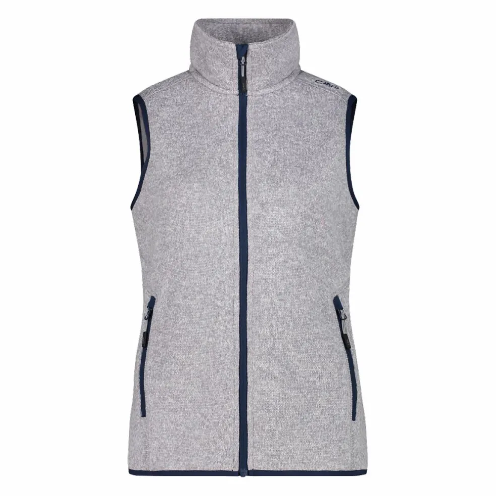 Gilet smanicato in pile da donna in knit-tech