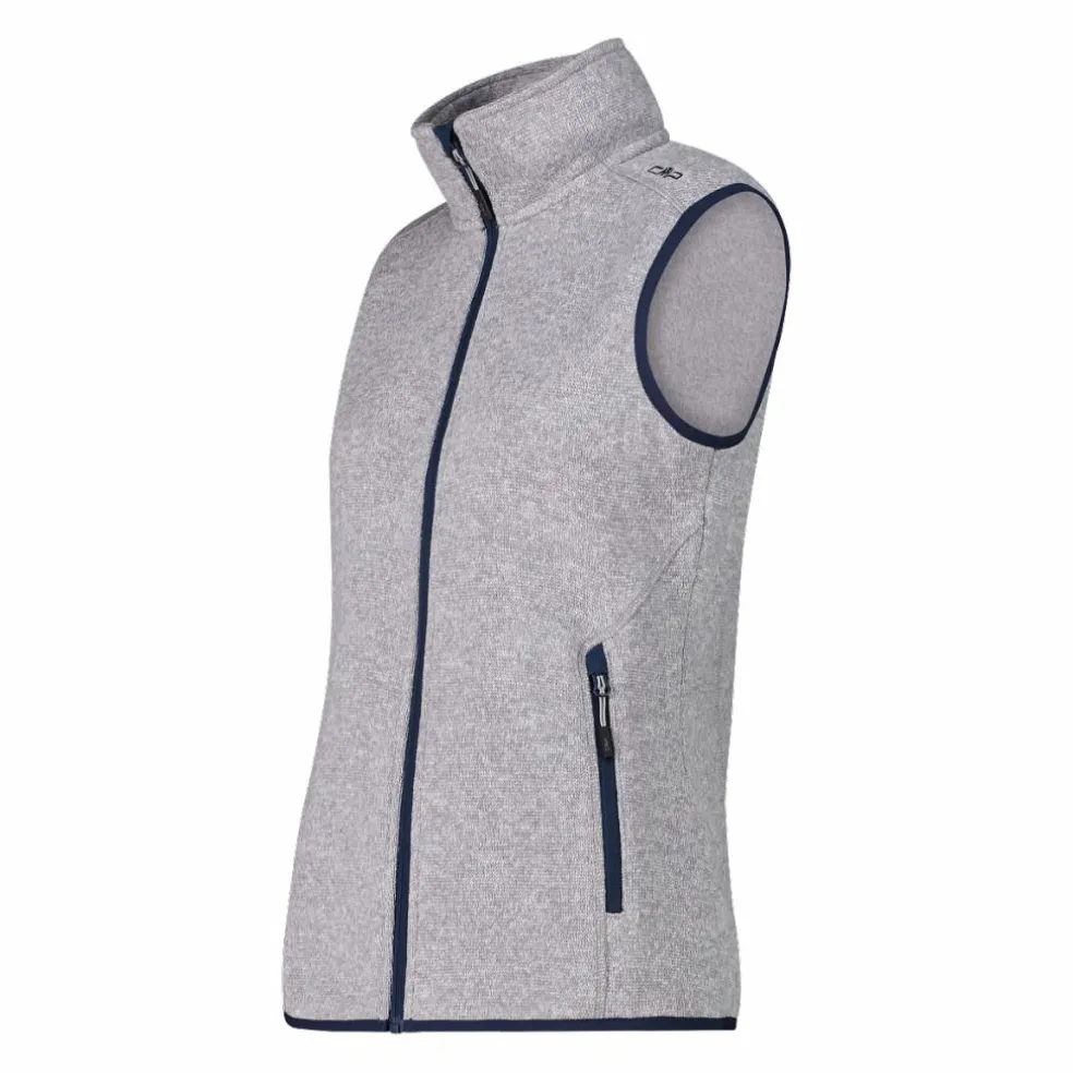 Gilet smanicato in pile da donna in knit-tech
