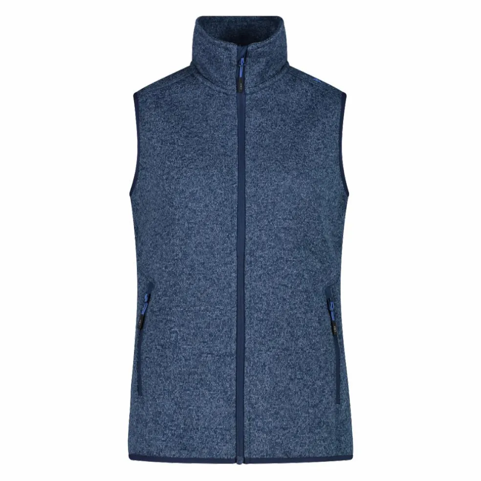 Gilet smanicato in pile da donna in knit-tech