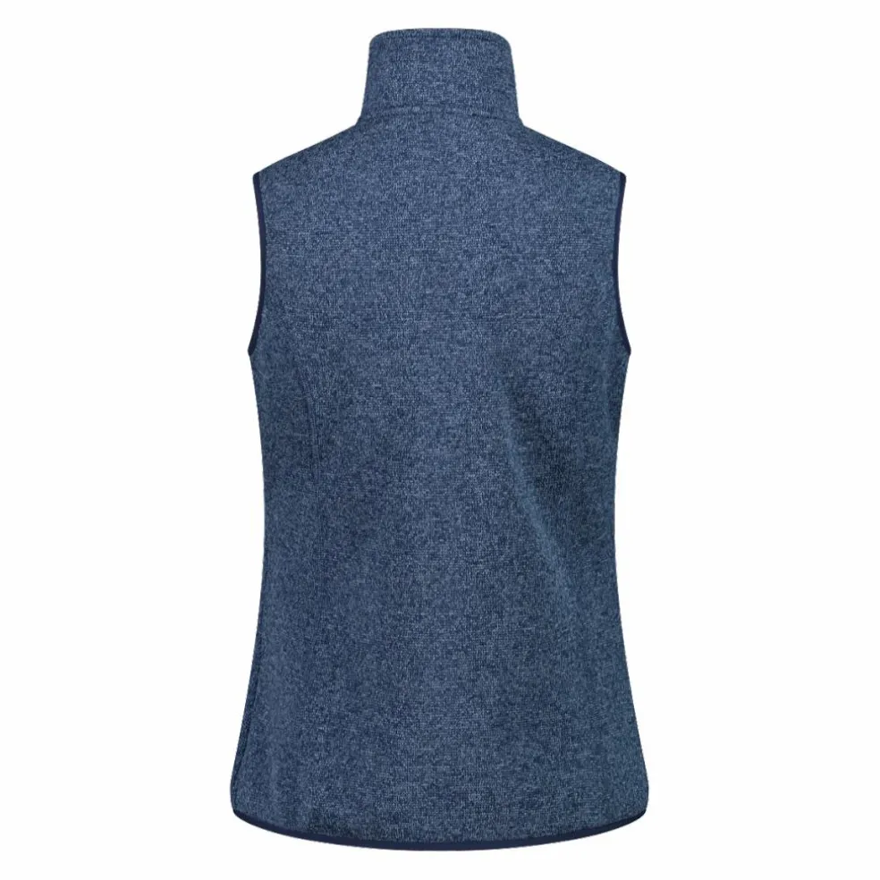 Gilet smanicato in pile da donna in knit-tech