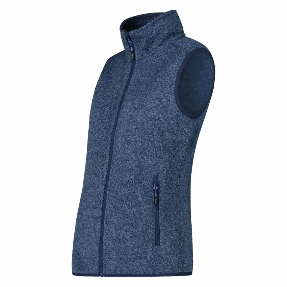Gilet smanicato in pile da donna in knit-tech