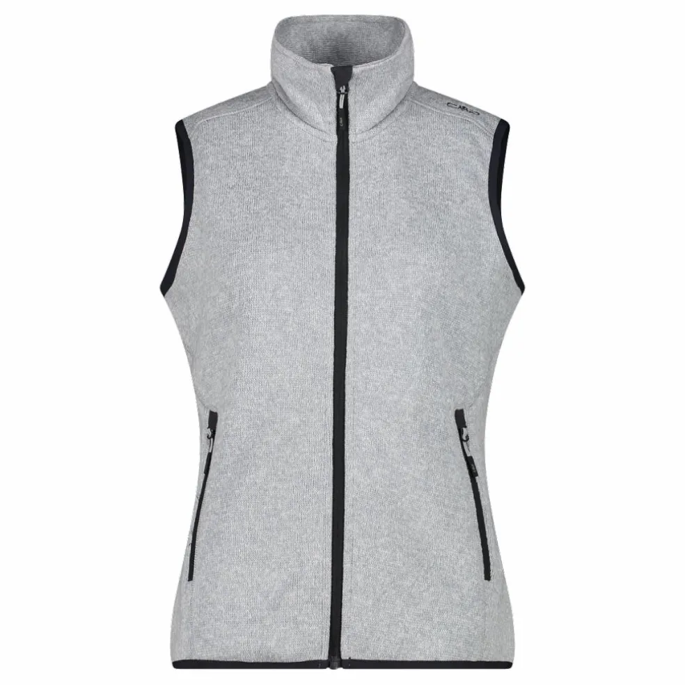 Gilet smanicato in pile da donna in knit-tech
