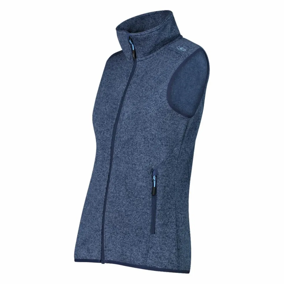Gilet smanicato in pile da donna in knit-tech