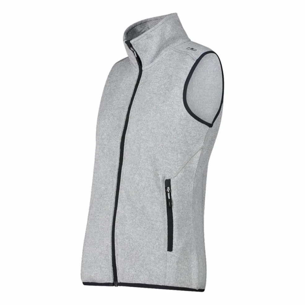 Gilet smanicato in pile da donna in knit-tech