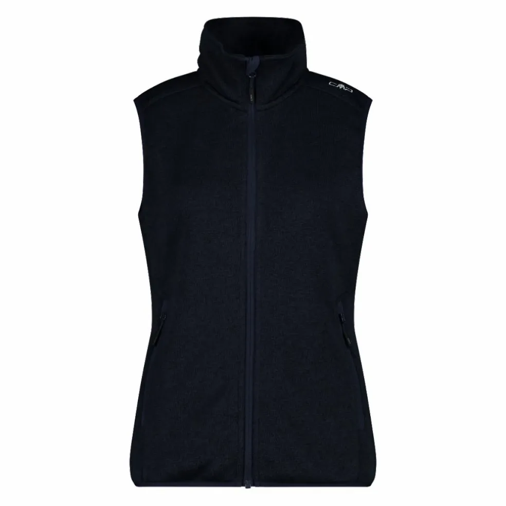 Gilet smanicato in pile da donna in knit-tech