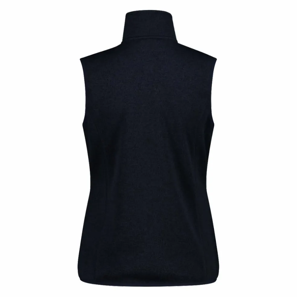 Gilet smanicato in pile da donna in knit-tech