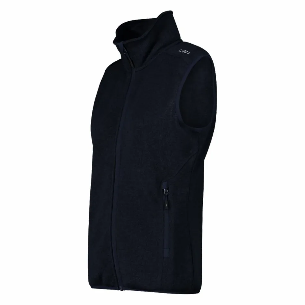 Gilet smanicato in pile da donna in knit-tech