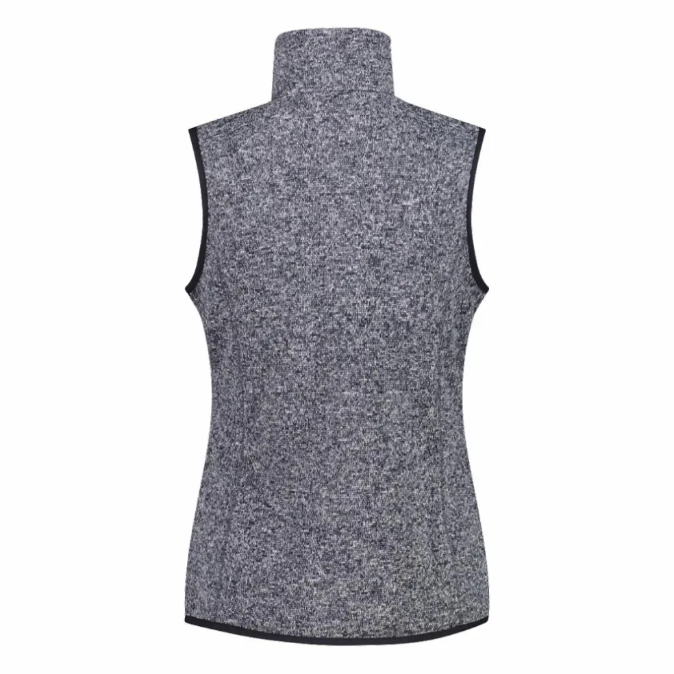 Gilet smanicato in pile da donna in knit-tech
