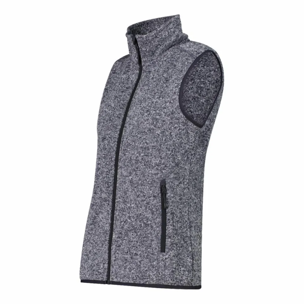 Gilet smanicato in pile da donna in knit-tech
