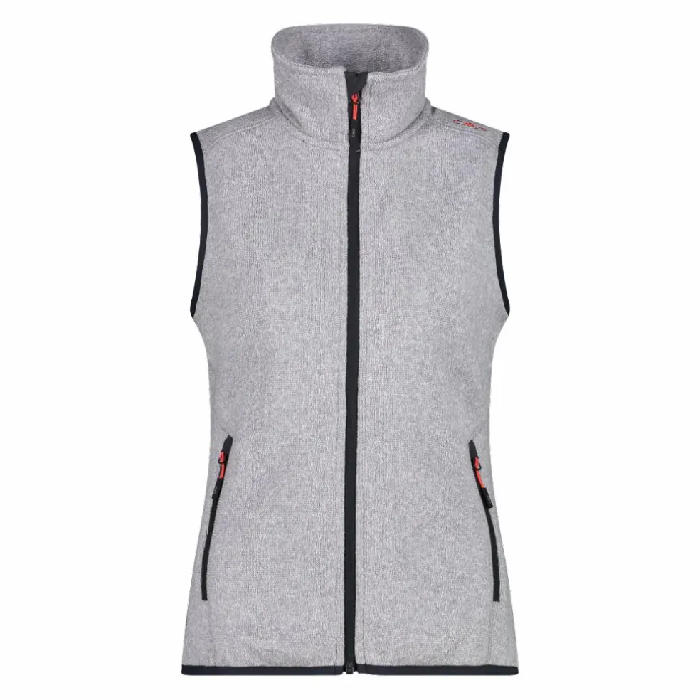 Gilet smanicato in pile da donna in knit-tech